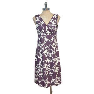 Boden Purple & White Floral Sleeveless V-Neck Dress UK 10 US 6 L
